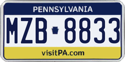 PA license plate MZB8833