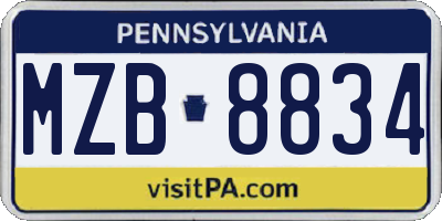 PA license plate MZB8834