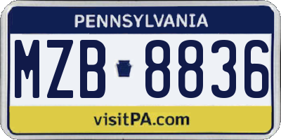PA license plate MZB8836