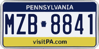 PA license plate MZB8841