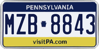 PA license plate MZB8843