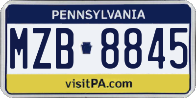 PA license plate MZB8845