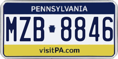 PA license plate MZB8846