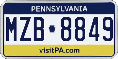 PA license plate MZB8849