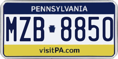 PA license plate MZB8850