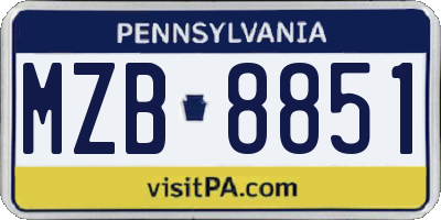 PA license plate MZB8851