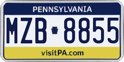 PA license plate MZB8855