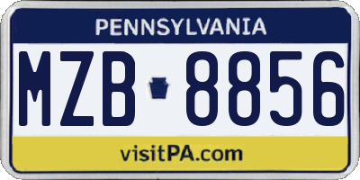PA license plate MZB8856
