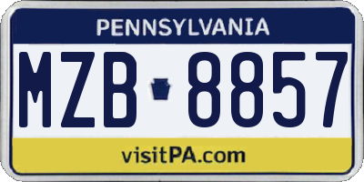 PA license plate MZB8857