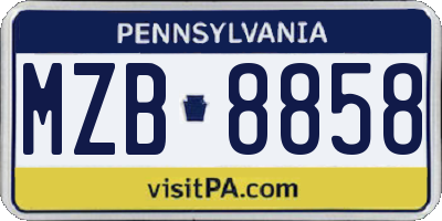 PA license plate MZB8858