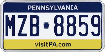 PA license plate MZB8859