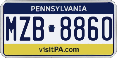 PA license plate MZB8860