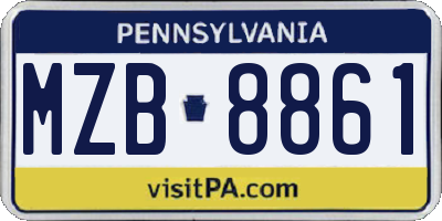 PA license plate MZB8861