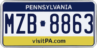 PA license plate MZB8863