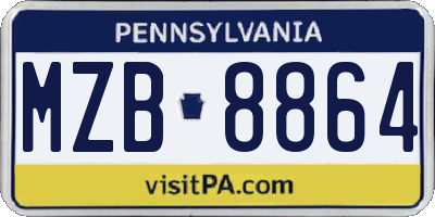 PA license plate MZB8864