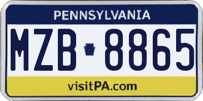 PA license plate MZB8865