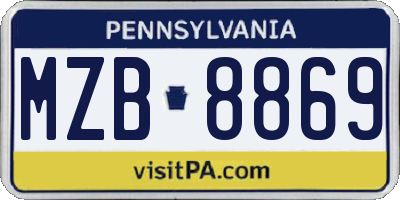 PA license plate MZB8869