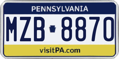 PA license plate MZB8870