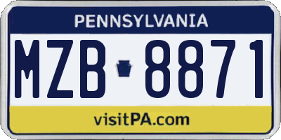 PA license plate MZB8871