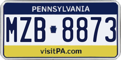 PA license plate MZB8873