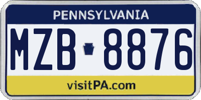 PA license plate MZB8876