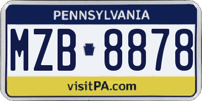 PA license plate MZB8878