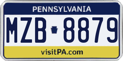 PA license plate MZB8879