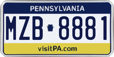 PA license plate MZB8881