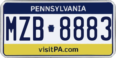 PA license plate MZB8883