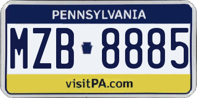 PA license plate MZB8885