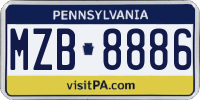 PA license plate MZB8886