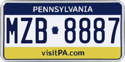 PA license plate MZB8887