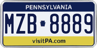 PA license plate MZB8889