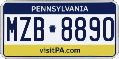 PA license plate MZB8890
