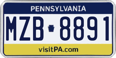PA license plate MZB8891