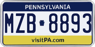 PA license plate MZB8893