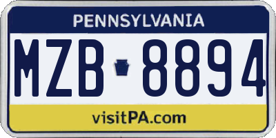 PA license plate MZB8894