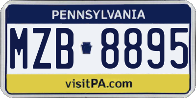 PA license plate MZB8895