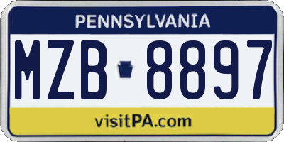 PA license plate MZB8897