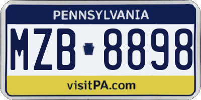 PA license plate MZB8898