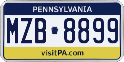 PA license plate MZB8899
