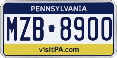 PA license plate MZB8900