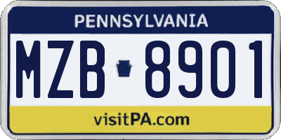 PA license plate MZB8901