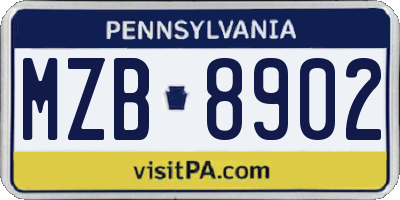 PA license plate MZB8902
