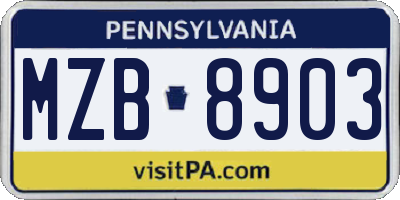 PA license plate MZB8903