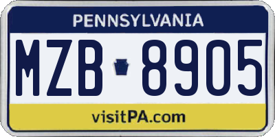 PA license plate MZB8905