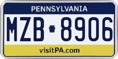 PA license plate MZB8906