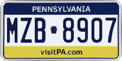 PA license plate MZB8907