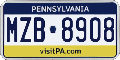 PA license plate MZB8908