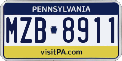 PA license plate MZB8911